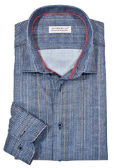 W717 Indigo Brushed Stripe