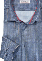 W717 Indigo Brushed Stripe