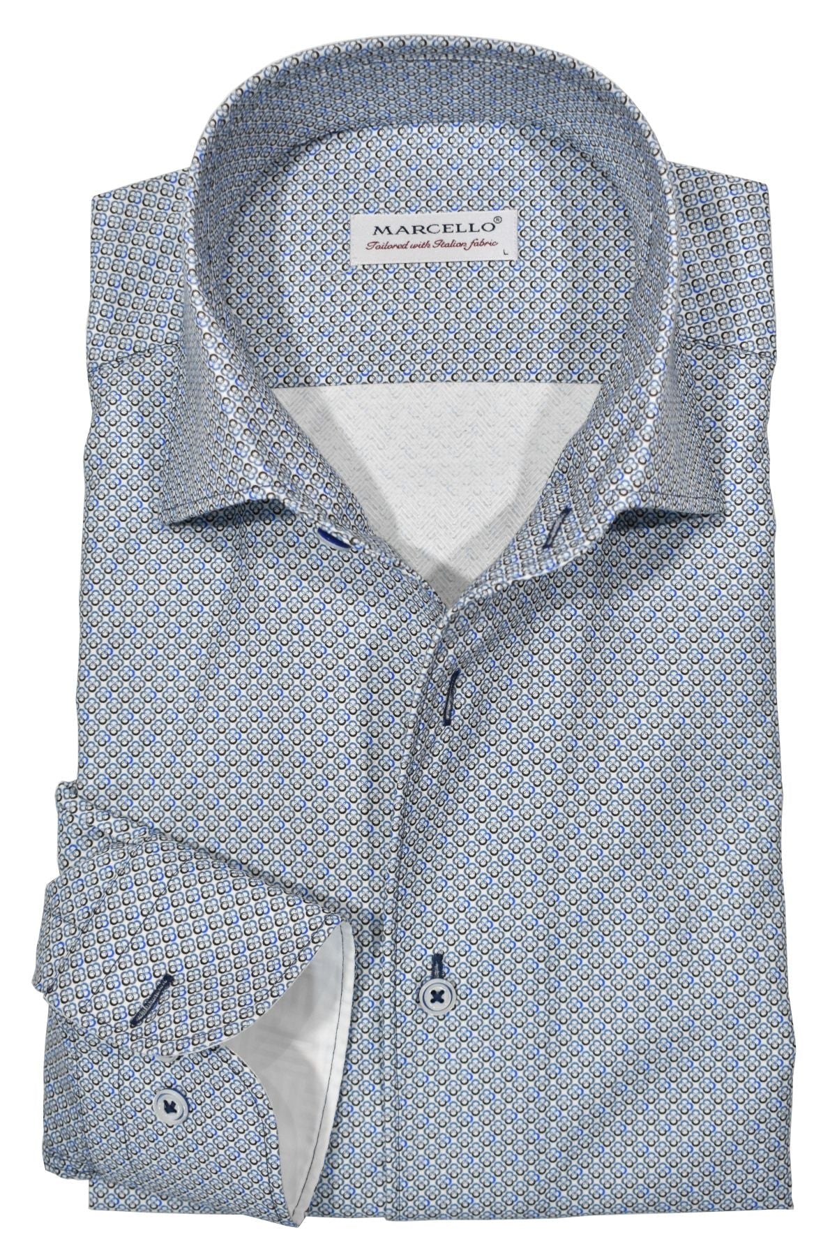 W736R Clover Print Roll Collar