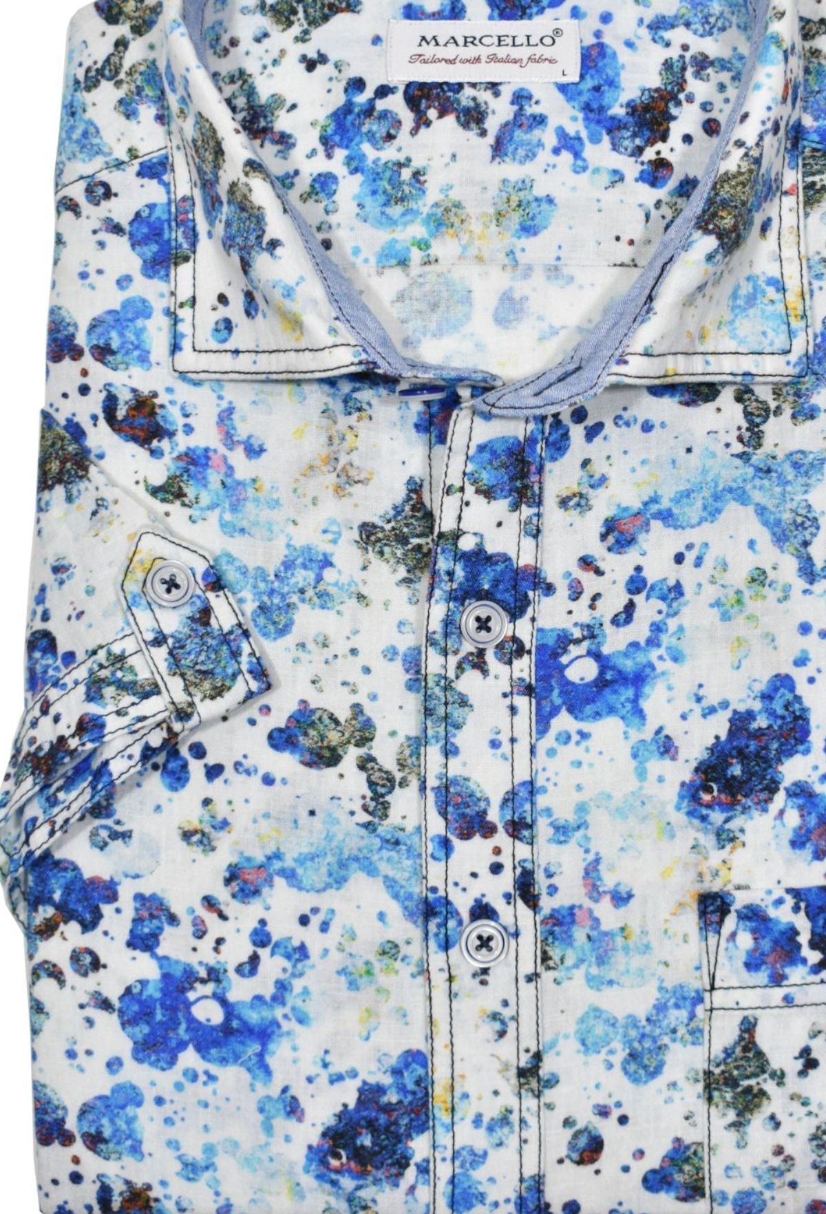 W825S Navy Linen Print