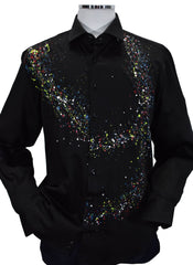 W866P Black Paint Splatter Shirt