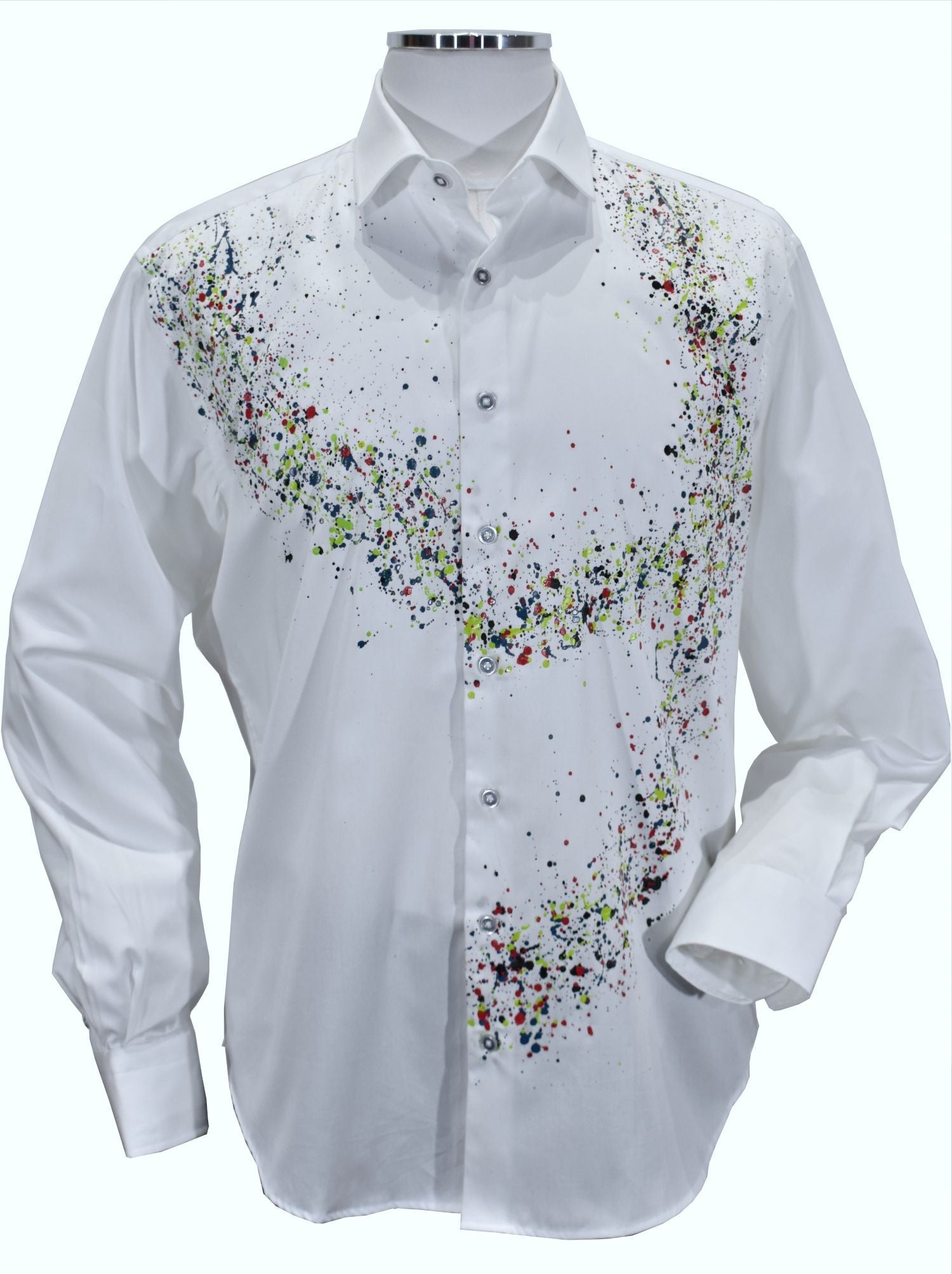 W866P White Paint Splatter Shirt