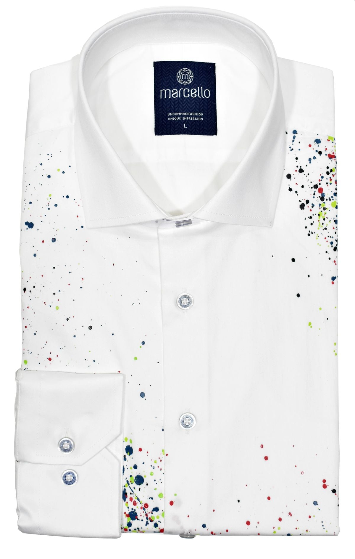 W866P White Paint Splatter Shirt