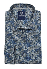 W8910 8 Way Stretch Indigo Abstract