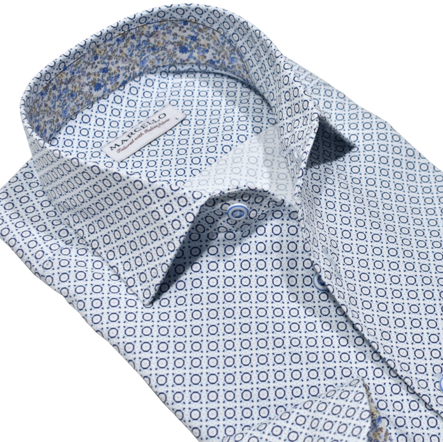W952R Circle Medallion Roll Collar Shirt
