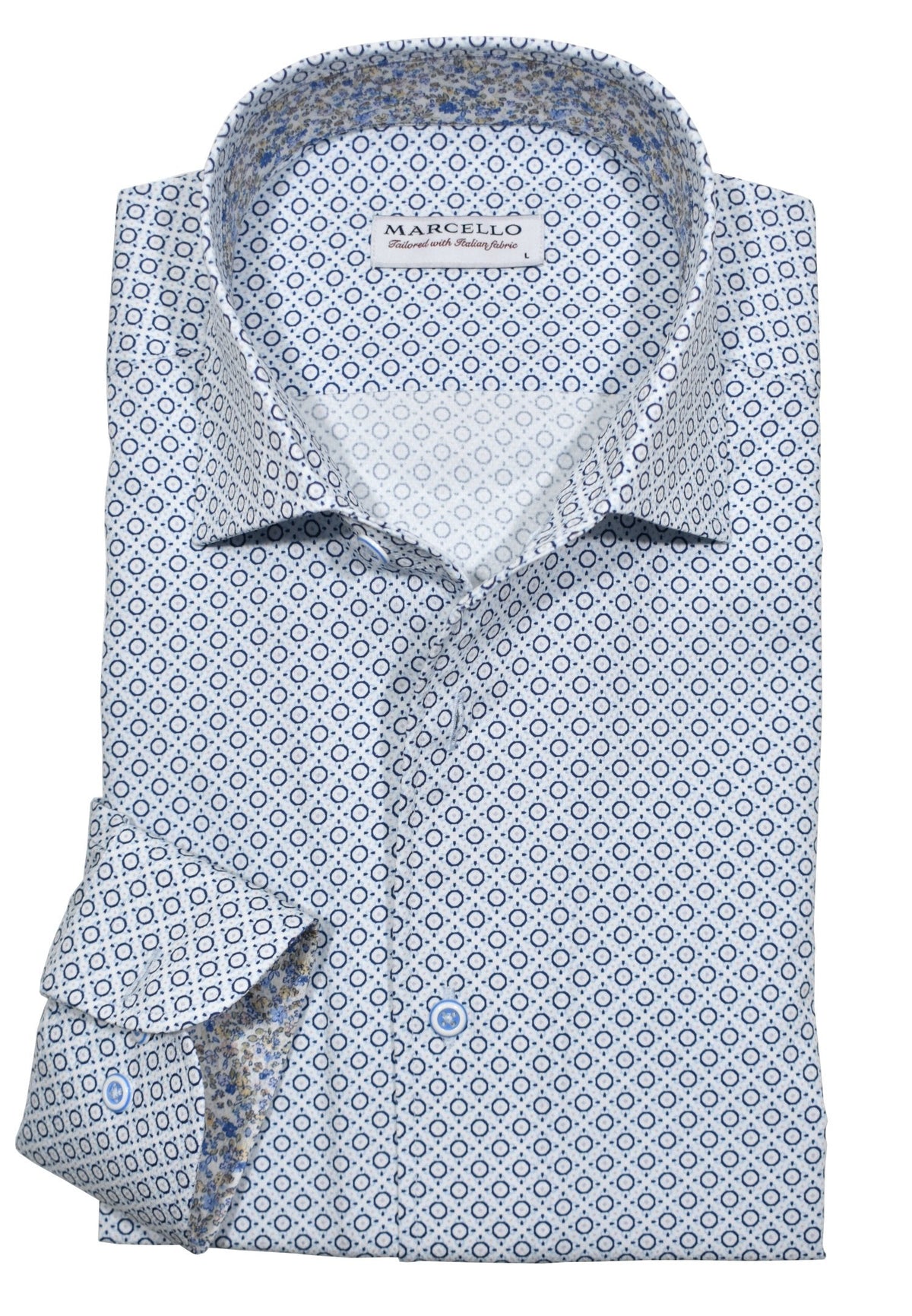 W952R Circle Medallion Roll Collar Shirt