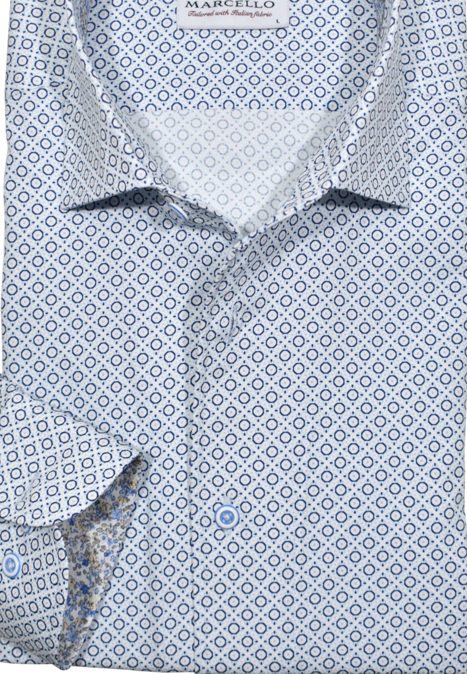 W952R Circle Medallion Roll Collar Shirt