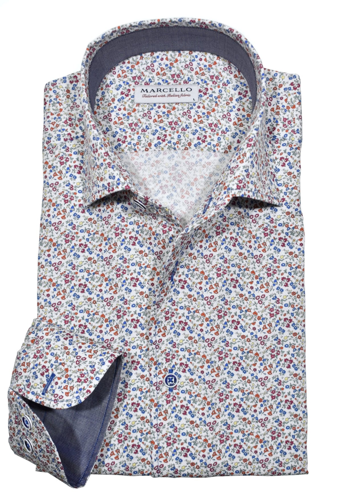 W964R Red Mini Floral Roll Collar