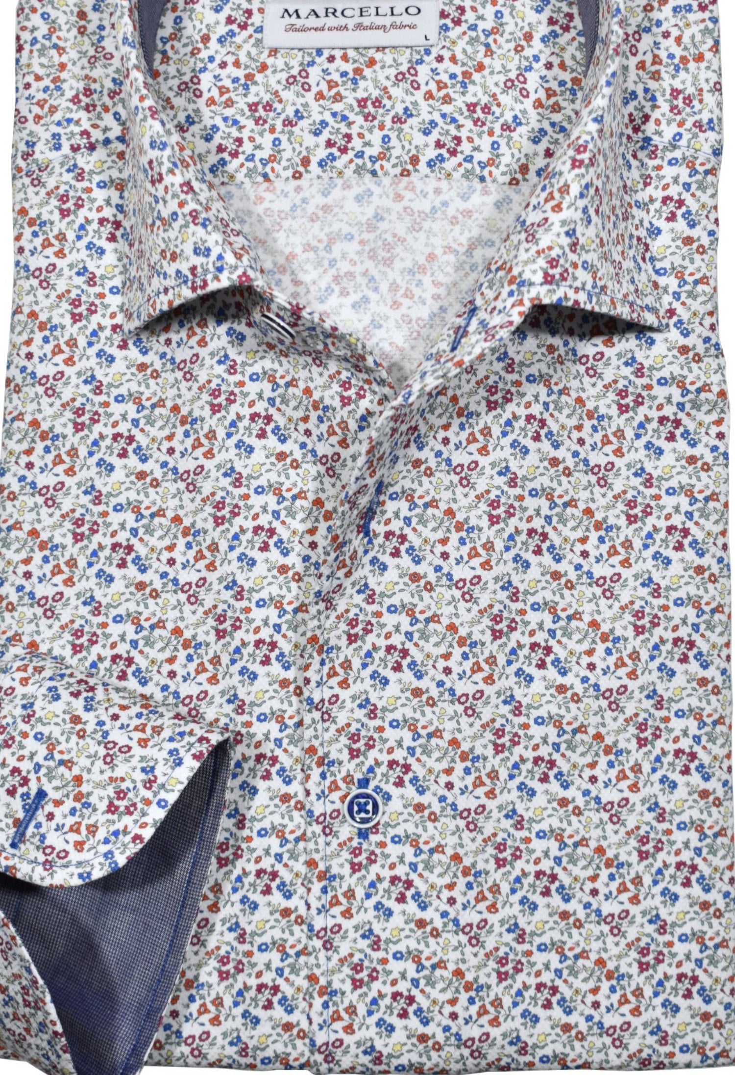 W964R Red Mini Floral Roll Collar