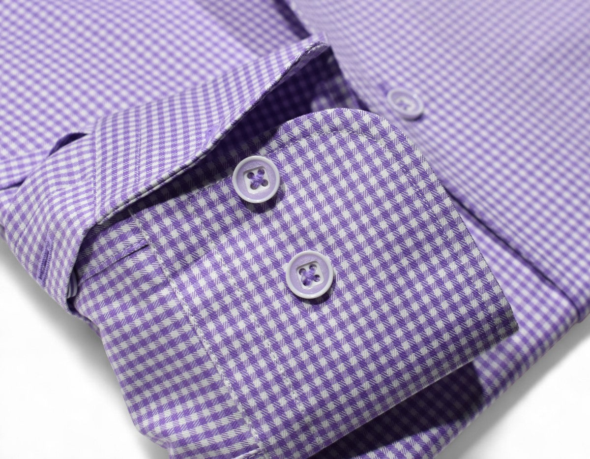 W978R Lilac Check Roll Collar