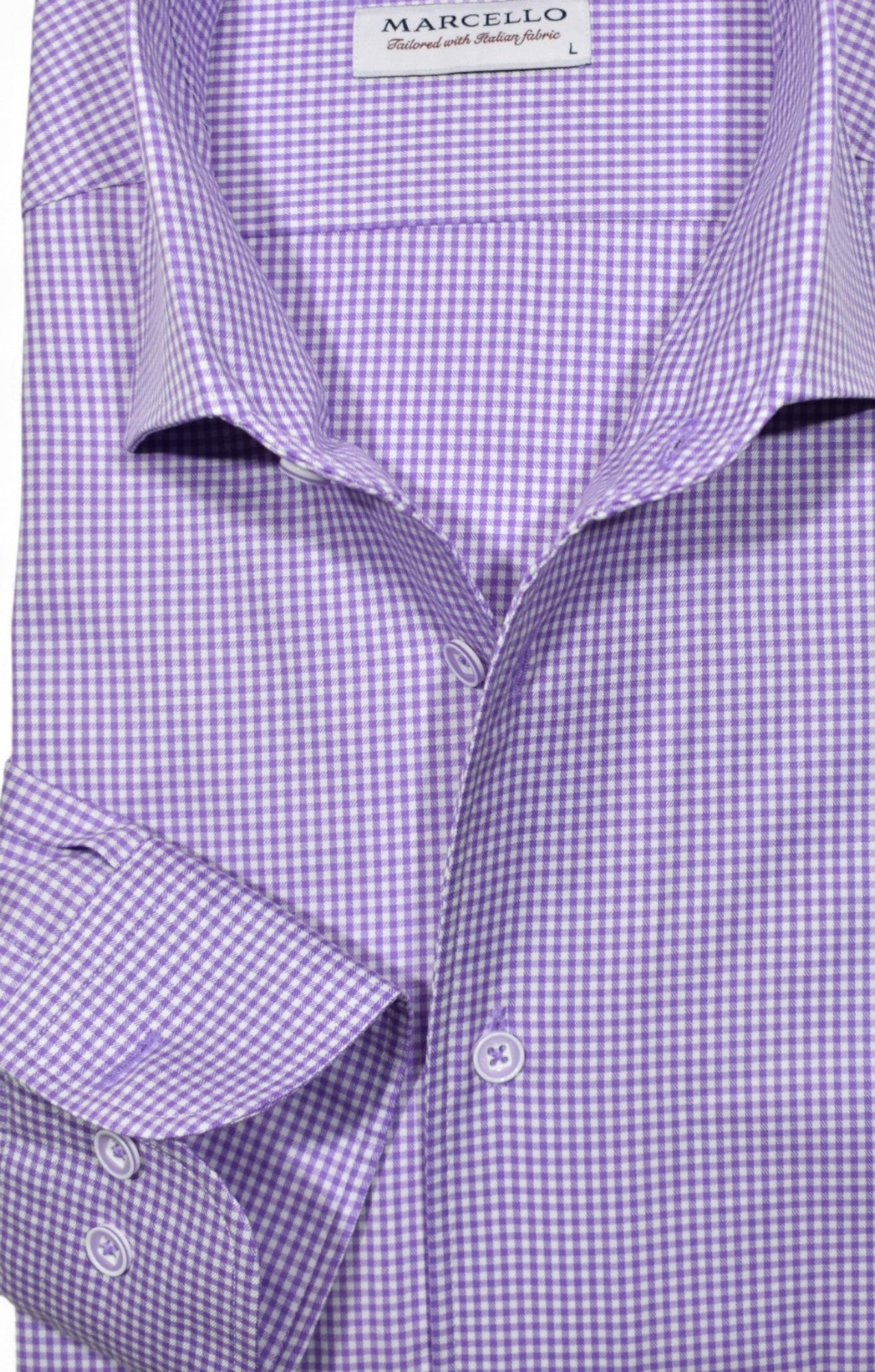 W978R Lilac Check Roll Collar