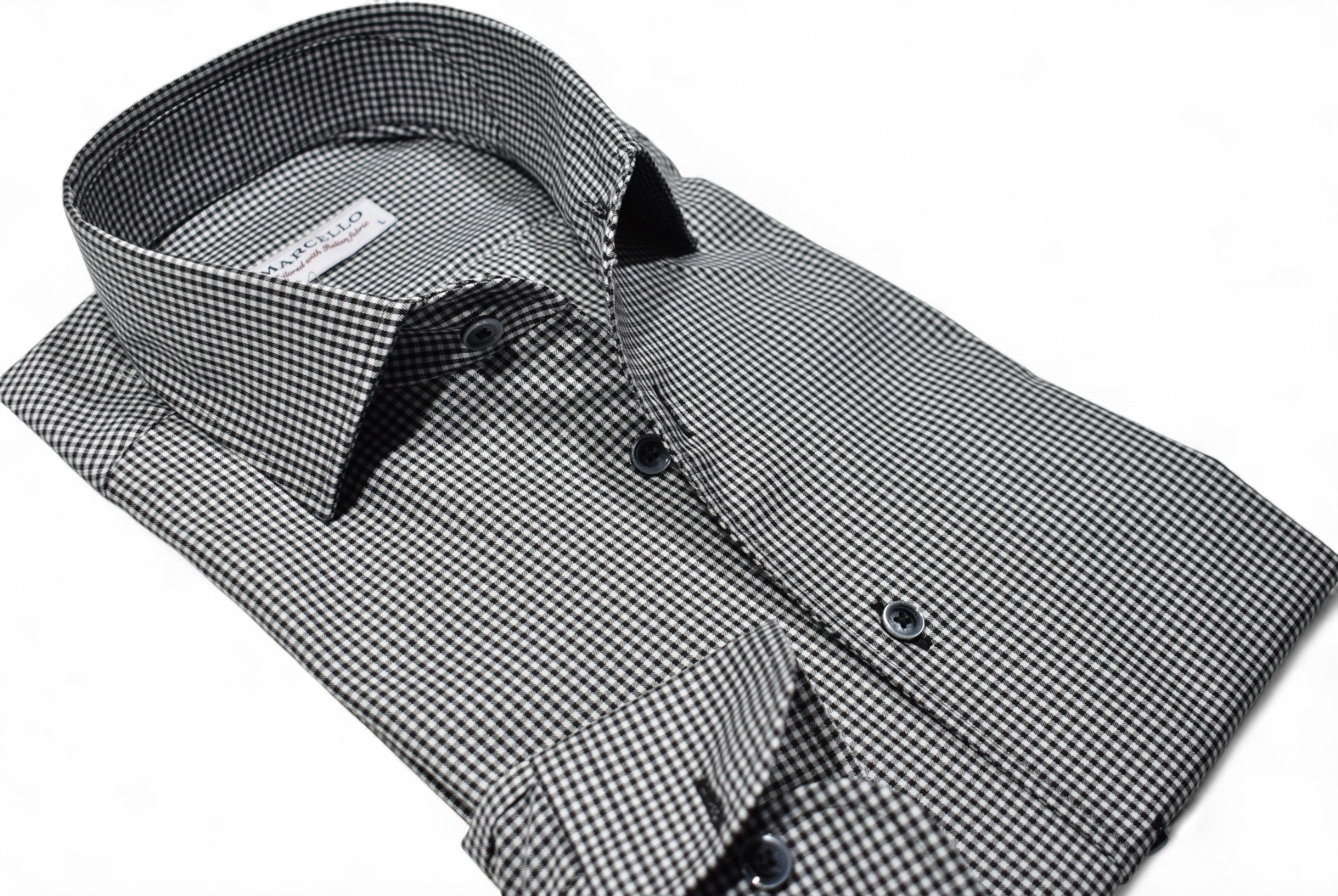 W981R Black Textured Check Roll Collar