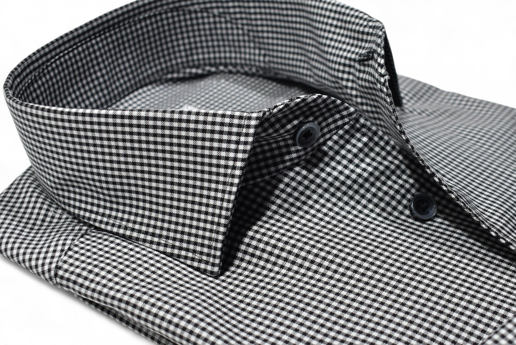 W981R Black Textured Check Roll Collar