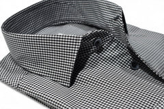 W981R Black Textured Check Roll Collar