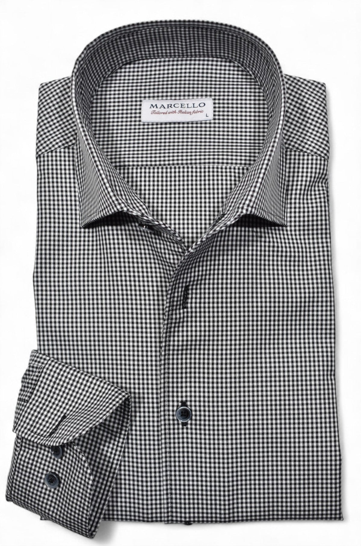 W981R Black Textured Check Roll Collar