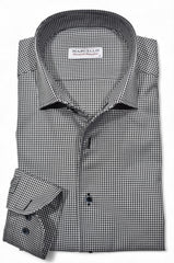 W981R Black Textured Check Roll Collar