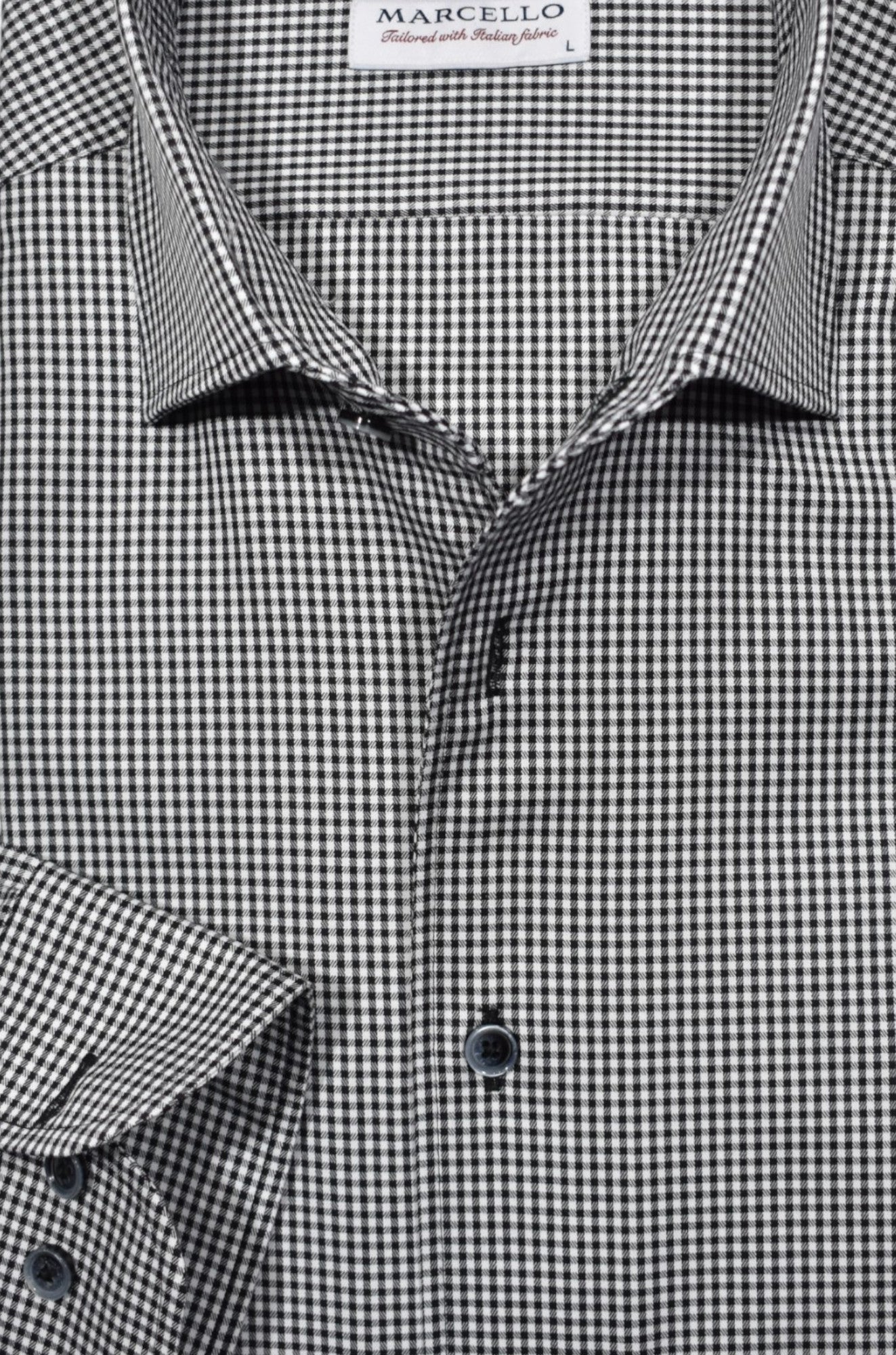 W981R Black Textured Check Roll Collar