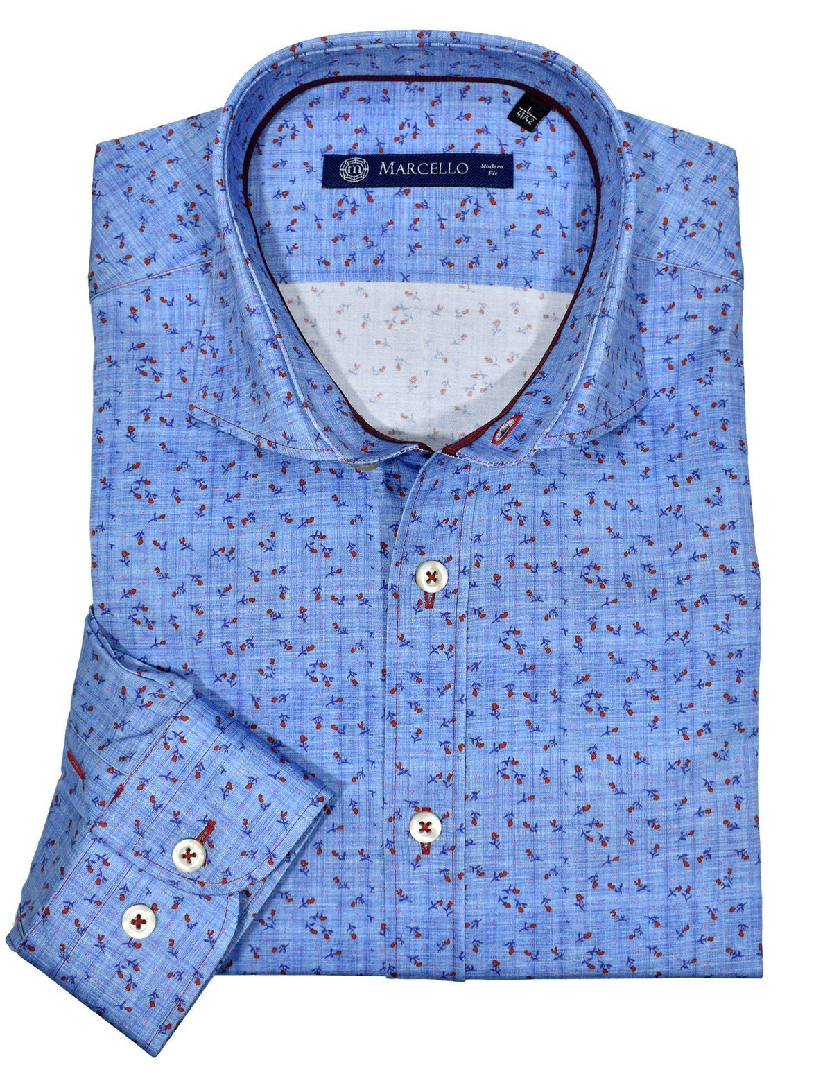 WM123 Slim Fit Indigo Rose Shirt