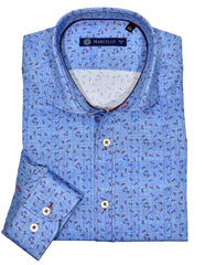WM123 Slim Fit Indigo Rose Shirt