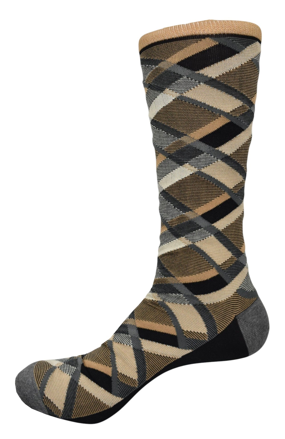 ZJ7252 Marcello Tan Chocolate Diag Sock