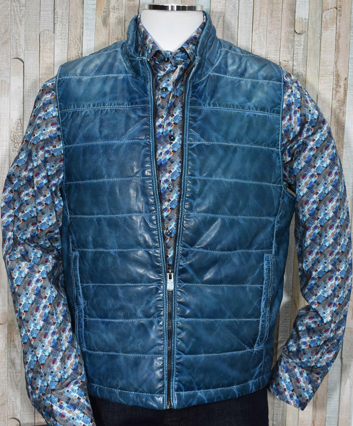 ZM108N Cali Style Navy Leather Vest