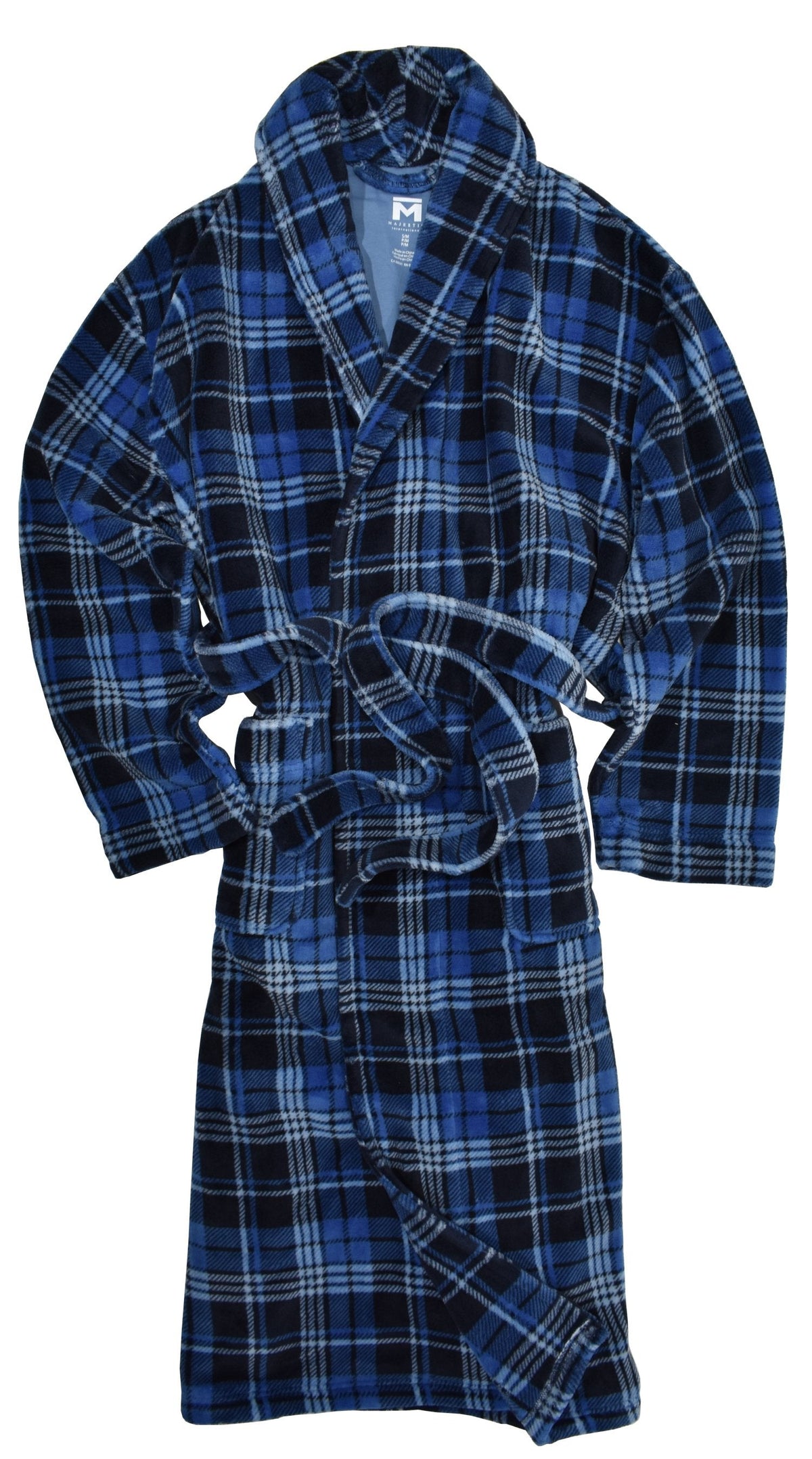 ZM23110 Plush Ocean Plaid Robe