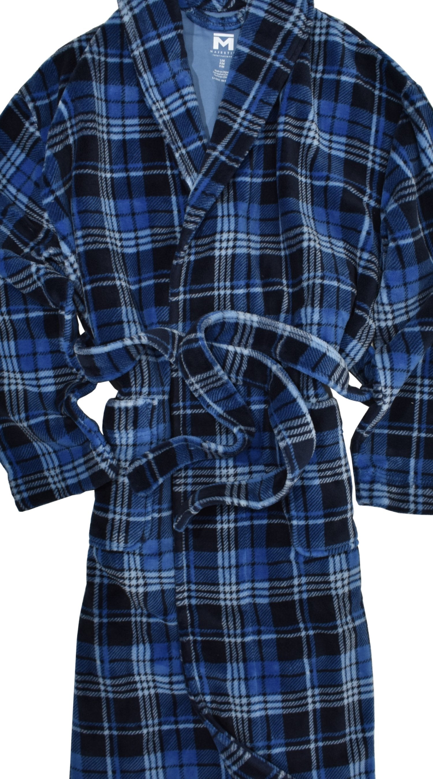ZM23110 Plush Ocean Plaid Robe