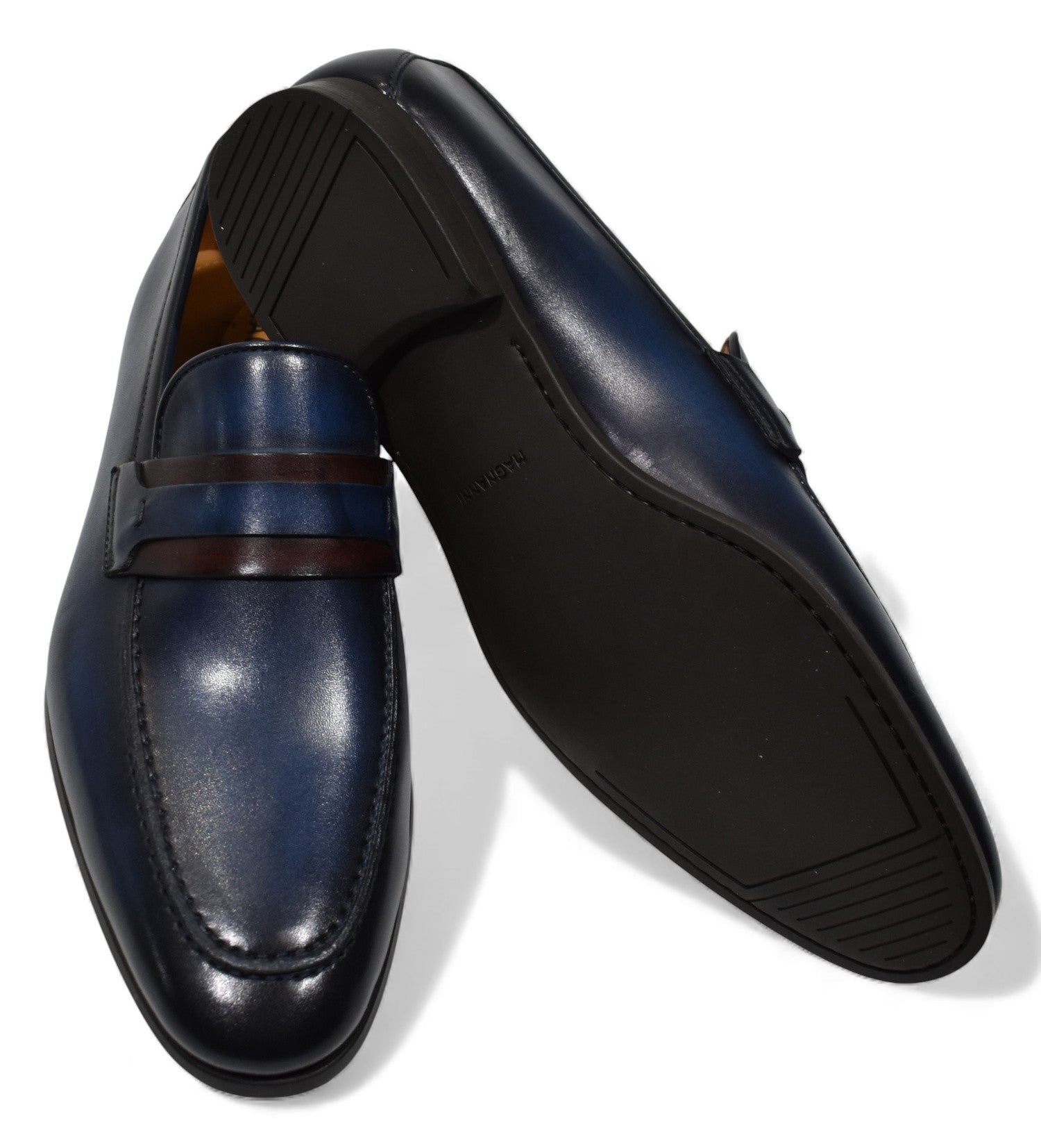 ZM23822N Magnanni Daniel Cuero Navy Brown