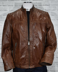 ZM3928 Tobacco Leather Bomber
