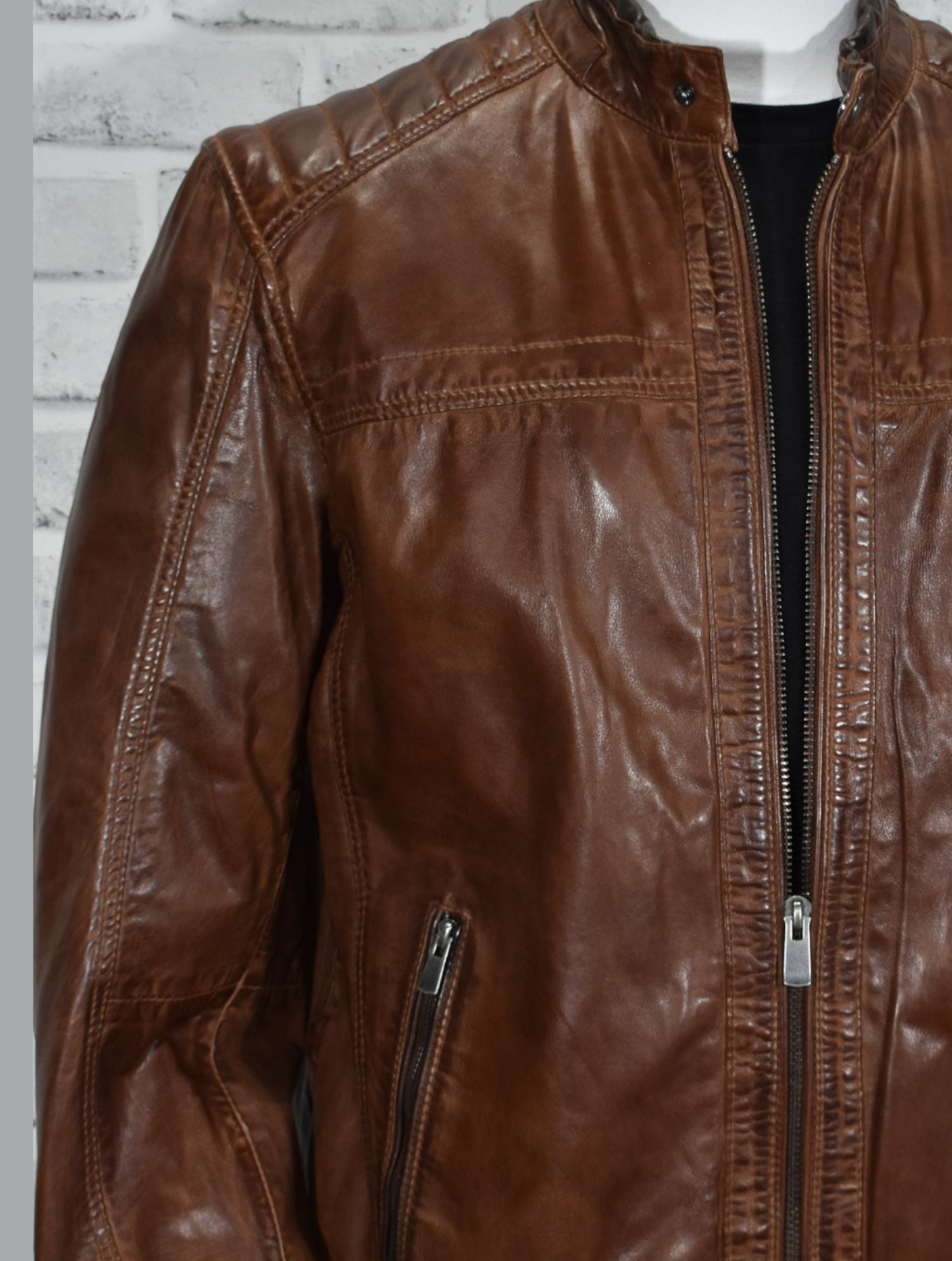 ZM3928 Tobacco Leather Bomber