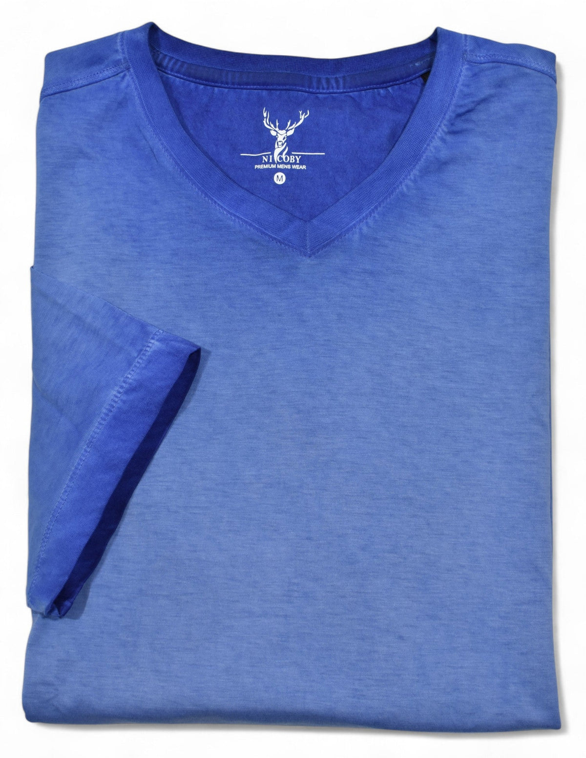 ZN1537 Indigo Blue Tea Stained V Neck