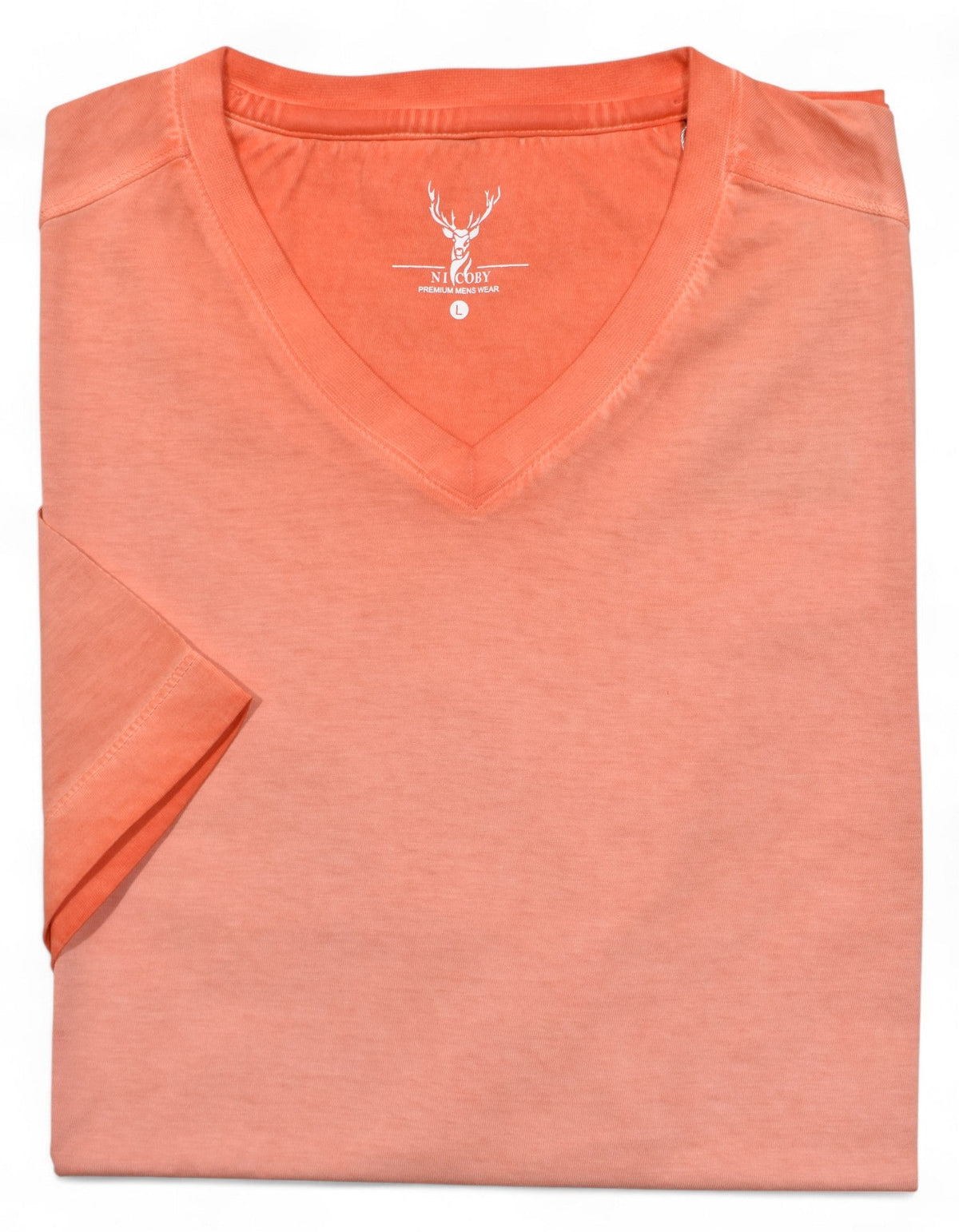 ZN1537 Orange Tea Stained V Neck