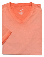 ZN1537 Orange Tea Stained V Neck