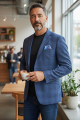 ZR5654 Navy Windowpane Sport Coat