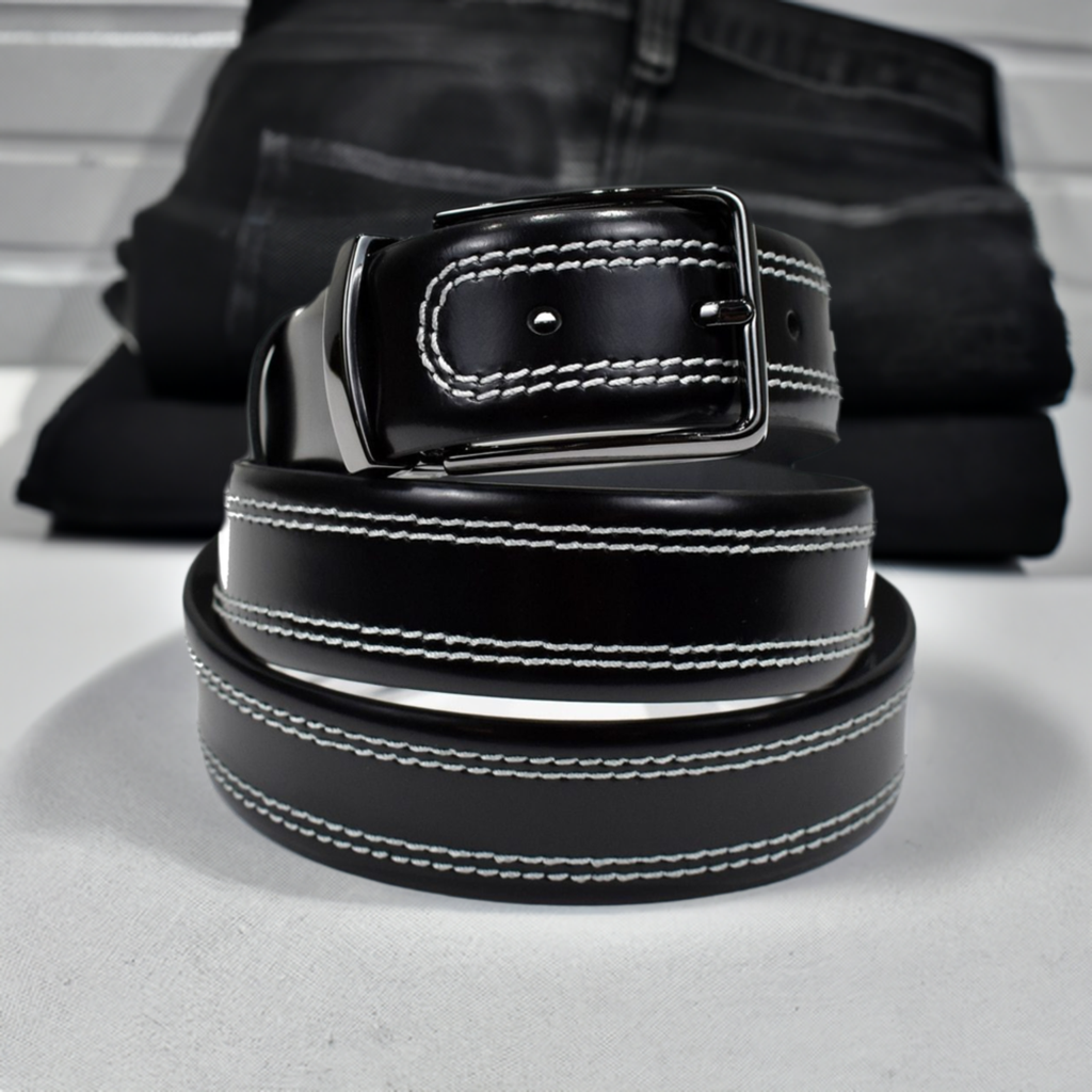 B11 Marcello Men's Leather Contrast Stitch Belt