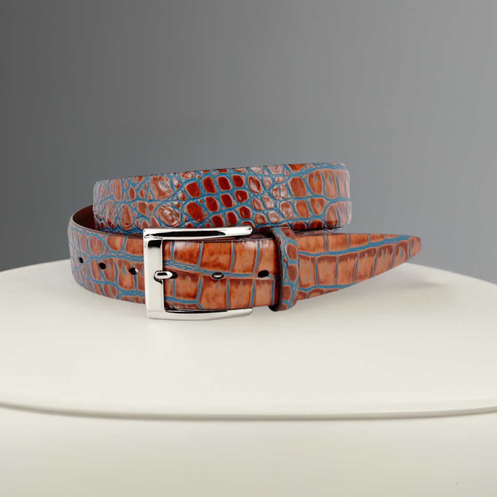 ZT52903 Italian Embossed Croc Cognac-Royal