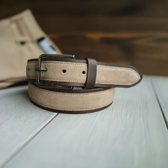 B17 Marcello Men's Perforated Leather and Suede Belt