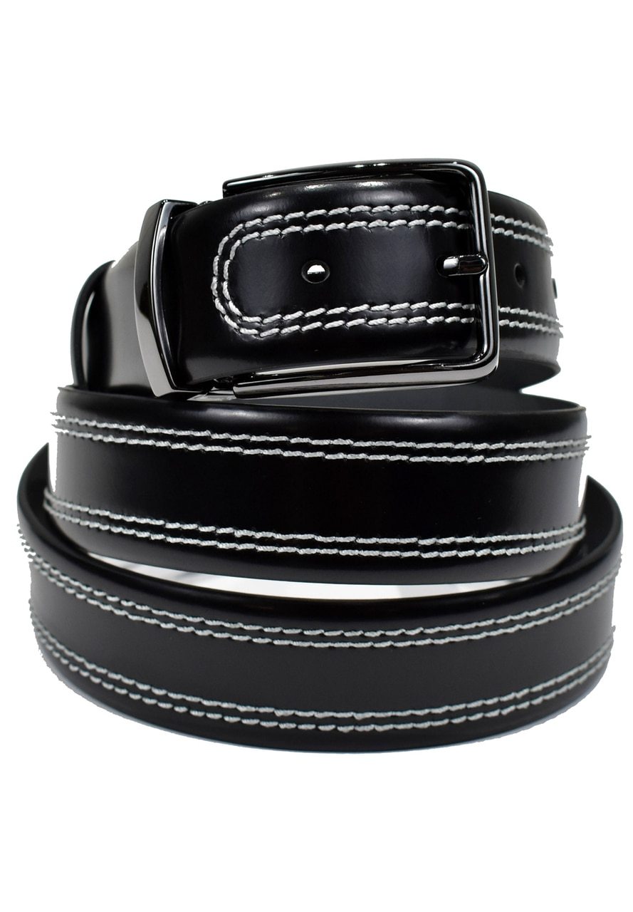 B11 Marcello Men's Leather Contrast Stitch Belt