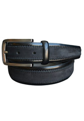 B14 Marcello Men's Suede and Leather Inset Belt in Black