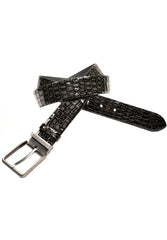 B05 Marcello Men's Leather Stamped Classic Croc Belt Slate