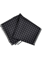 ZJSBLK Silk Black White Dot Pocket Square
