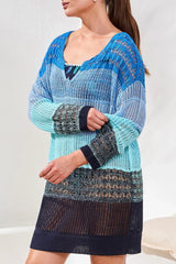 Ombr√© Stripe Openwork Cover-up Dress
